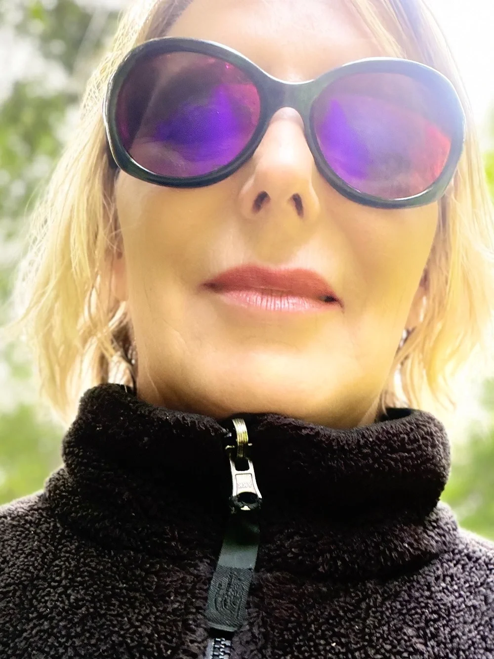Ray-Ban Women's Black Frame Sunglasses with Purple Mirror Lenses